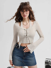 MOD Lettuce Trim Lace Up Front Asymmetrical Hem 2 In 1 Tee